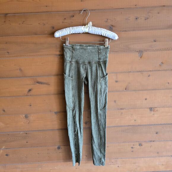 Lululemon Fast and Free High Rise Tight 25" Ice Dye Wash Moss Green 2 Legging - Picture 2 of 7